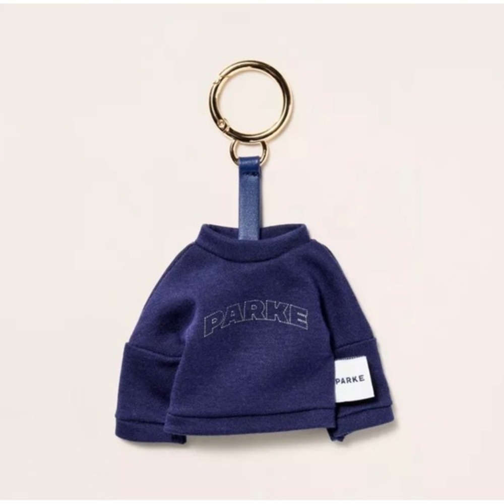 Parke Mockneck Sweatshirt Keychain Navy Mini Sweatshirt Keychain Charm Accessory